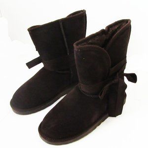 Women TPR Sole Winter Short Boots Suede Upper in Chocolate